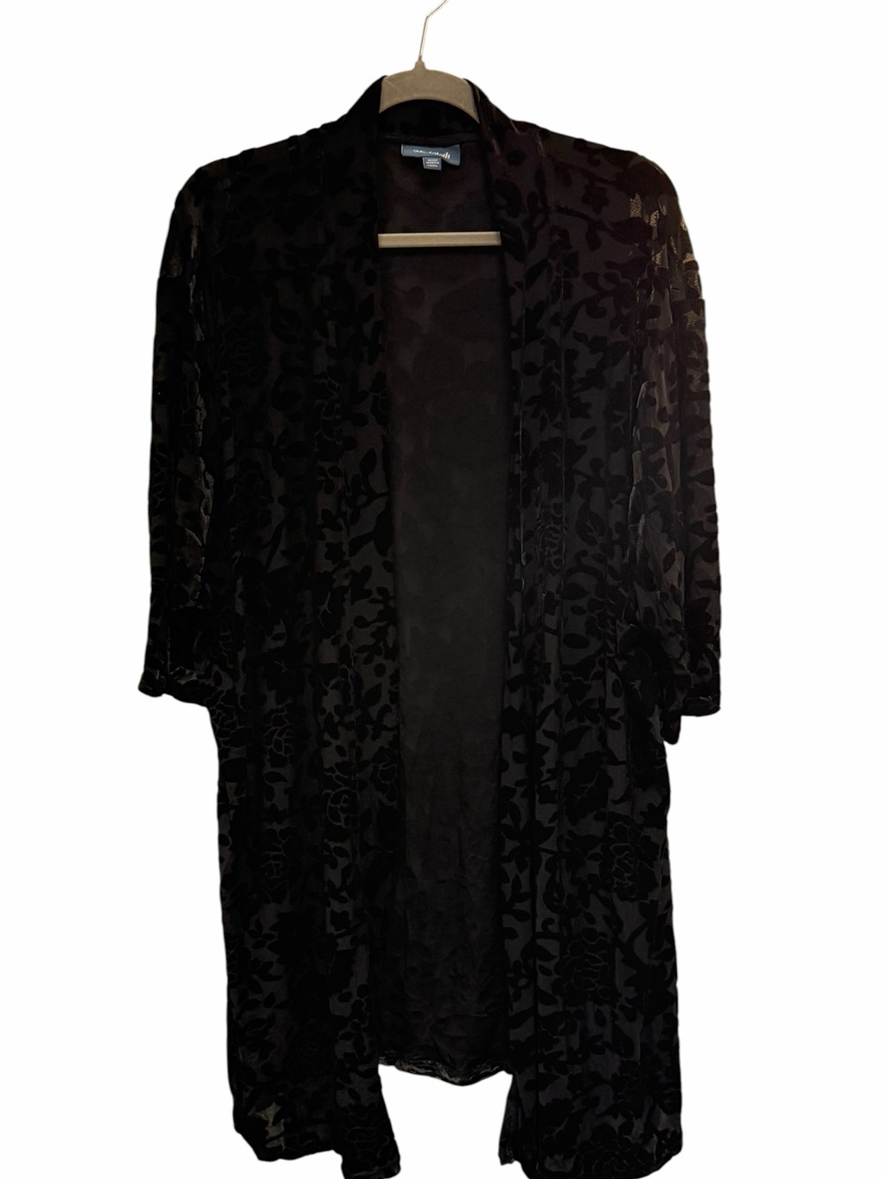 ModCloth Black Burnout Velvet Floral Kimono Duster Goth Whimsigoth Luxe 1X/2X - Picture 4 of 10